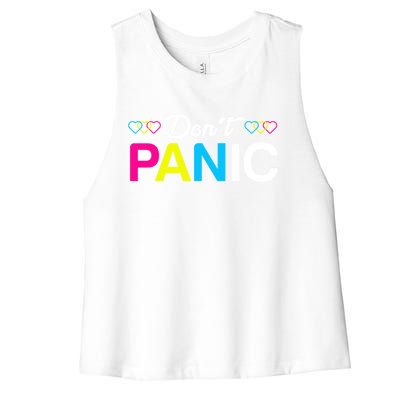 Dont Panic Pansexual Pride Pun Lgbt Rights Humor Art Designe Cool Gift Women's Racerback Cropped Tank