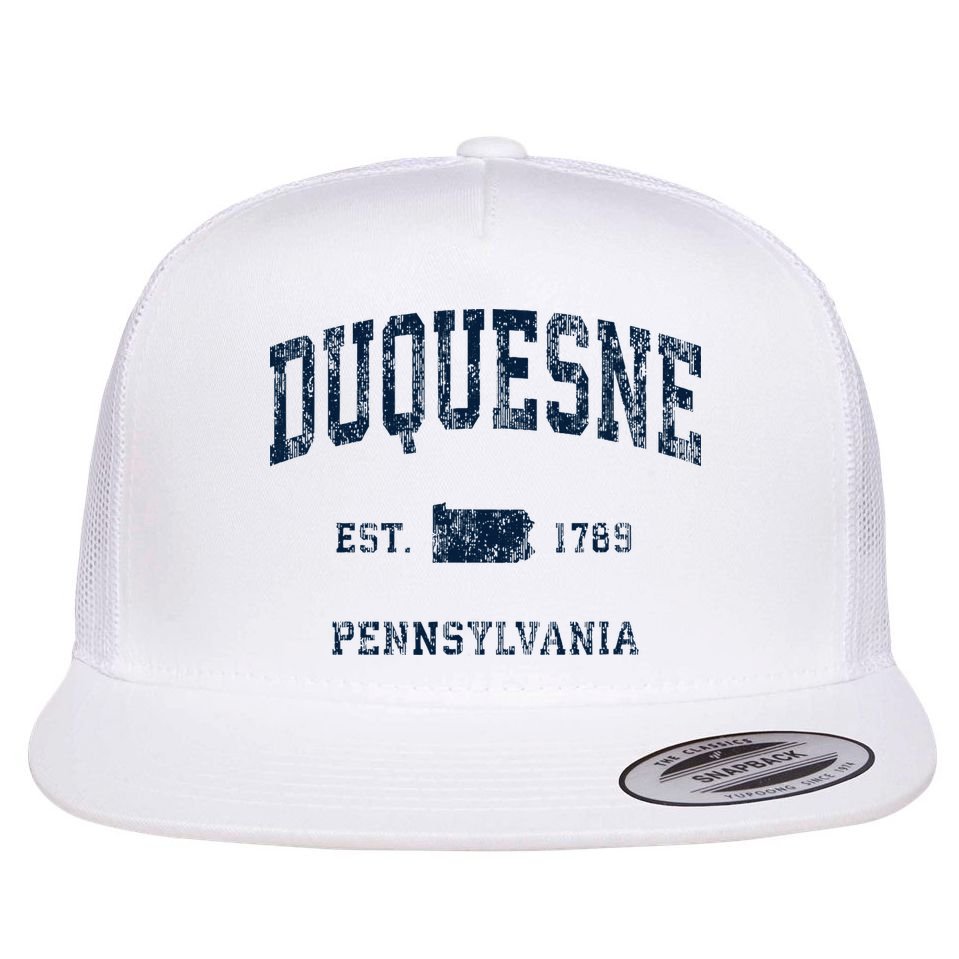 Duquesne Pennsylvania Pa Vintage Athletic Sports Design Flat Bill Trucker Hat
