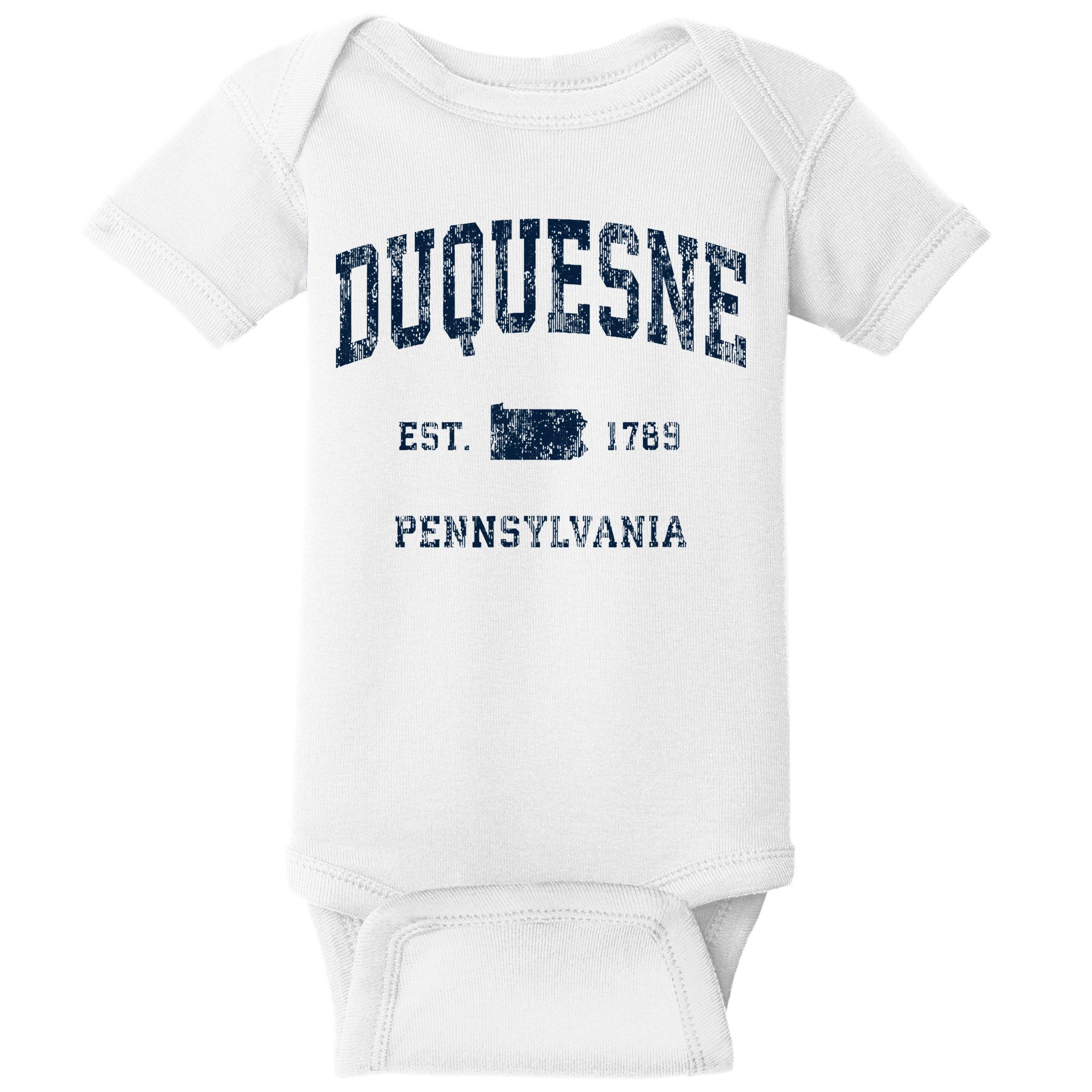 Duquesne Pennsylvania Pa Vintage Athletic Sports Design Baby Bodysuit