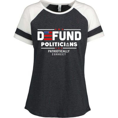 Defund Politicians Patriotically Correct Enza Ladies Jersey Colorblock Tee