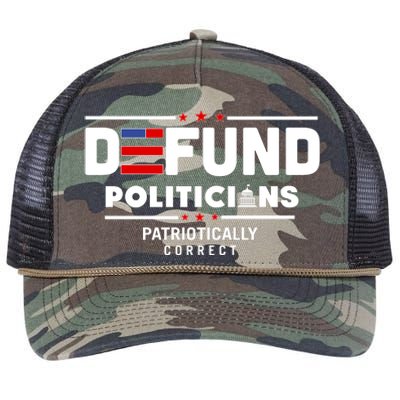 Defund Politicians Patriotically Correct Retro Rope Trucker Hat Cap