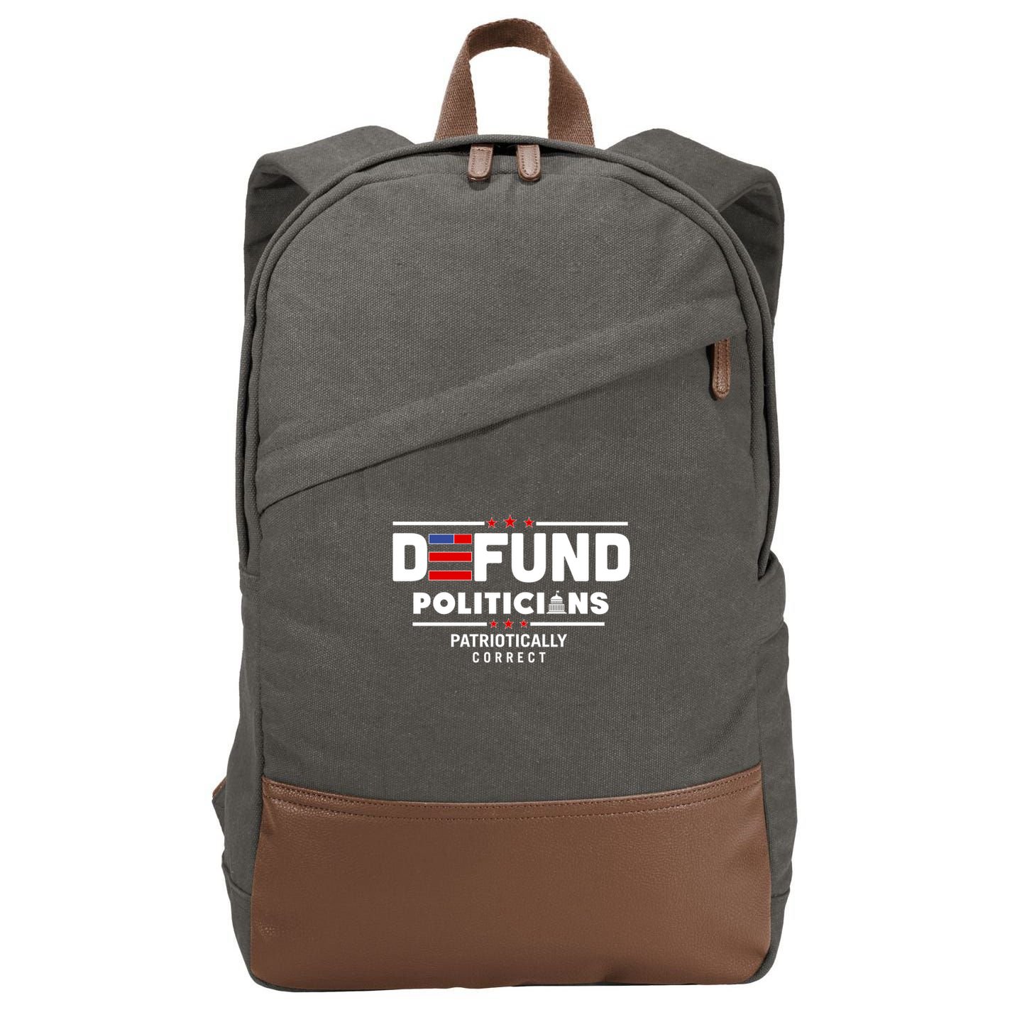 Defund Politicians Patriotically Correct Cotton Canvas Backpack