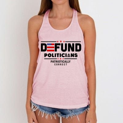 Defund Politicians Patriotically Correct Women's Knotted Racerback Tank