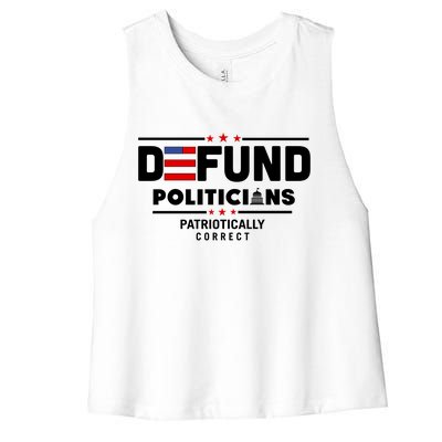 Defund Politicians Patriotically Correct Women's Racerback Cropped Tank