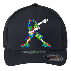 Dabbing Puzzle Piece Love Autism Awareness Flexfit Unipanel Trucker Cap