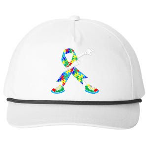 Dabbing Puzzle Piece Love Autism Awareness Snapback Five-Panel Rope Hat