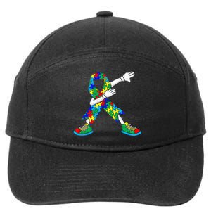 Dabbing Puzzle Piece Love Autism Awareness 7-Panel Snapback Hat