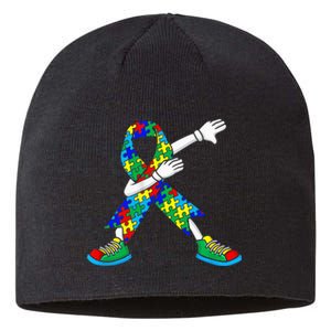 Dabbing Puzzle Piece Love Autism Awareness Sustainable Beanie