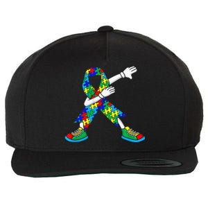 Dabbing Puzzle Piece Love Autism Awareness Wool Snapback Cap