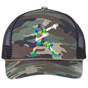 Dabbing Puzzle Piece Love Autism Awareness Retro Rope Trucker Hat Cap