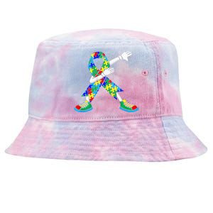 Dabbing Puzzle Piece Love Autism Awareness Tie-Dyed Bucket Hat