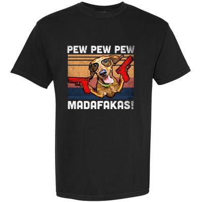 Dachshund Pew Pew Madafakas Vintage Weiner Dog Pew Garment-Dyed Heavyweight T-Shirt