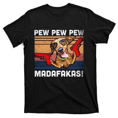 Dachshund Pew Pew Madafakas Vintage Weiner Dog Pew T-Shirt