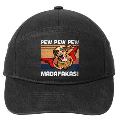 Dachshund Pew Pew Madafakas Vintage Weiner Dog Pew 7-Panel Snapback Hat