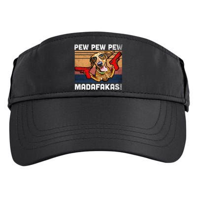 Dachshund Pew Pew Madafakas Vintage Weiner Dog Pew Adult Drive Performance Visor