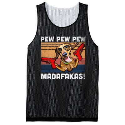 Dachshund Pew Pew Madafakas Vintage Weiner Dog Pew Mesh Reversible Basketball Jersey Tank