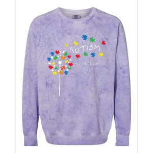 Dandelion Puzzle Piece Cool Autism Awareness Gift Colorblast Crewneck Sweatshirt