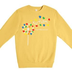 Dandelion Puzzle Piece Cool Autism Awareness Gift Premium Crewneck Sweatshirt