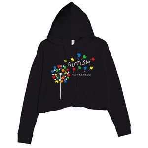 Dandelion Puzzle Piece Cool Autism Awareness Gift Crop Fleece Hoodie