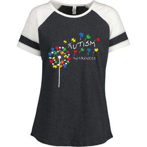 Dandelion Puzzle Piece Cool Autism Awareness Gift Enza Ladies Jersey Colorblock Tee