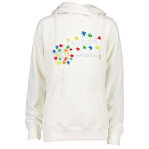 Dandelion Puzzle Piece Cool Autism Awareness Gift Womens Funnel Neck Pullover Hood