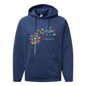 Dandelion Puzzle Piece Cool Autism Awareness Gift Performance Fleece Hoodie