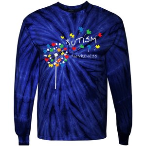 Dandelion Puzzle Piece Cool Autism Awareness Gift Tie-Dye Long Sleeve Shirt