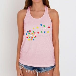 Dandelion Puzzle Piece Cool Autism Awareness Gift Women's Knotted Racerback Tank