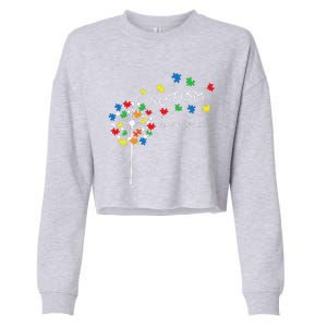 Dandelion Puzzle Piece Cool Autism Awareness Gift Cropped Pullover Crew