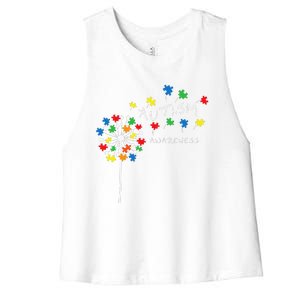 Dandelion Puzzle Piece Cool Autism Awareness Gift Women's Racerback Cropped Tank