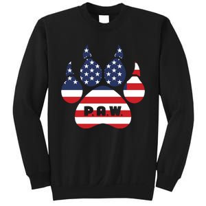 Dog Paw Print American Flag Usa Patriotic Sweatshirt