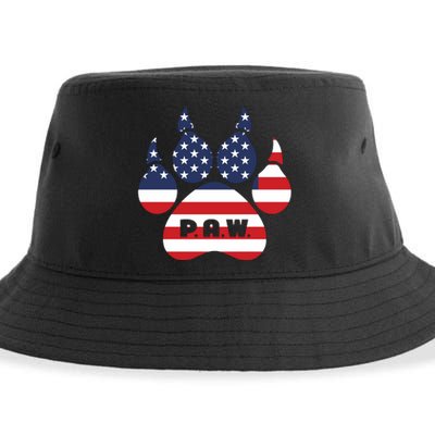 Dog Paw Print American Flag Usa Patriotic Sustainable Bucket Hat