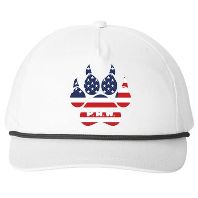 Dog Paw Print American Flag Usa Patriotic Snapback Five-Panel Rope Hat