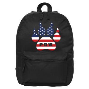 Dog Paw Print American Flag Usa Patriotic 16 in Basic Backpack