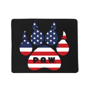 Dog Paw Print American Flag Usa Patriotic Mousepad