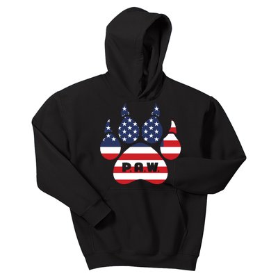 Dog Paw Print American Flag Usa Patriotic Kids Hoodie