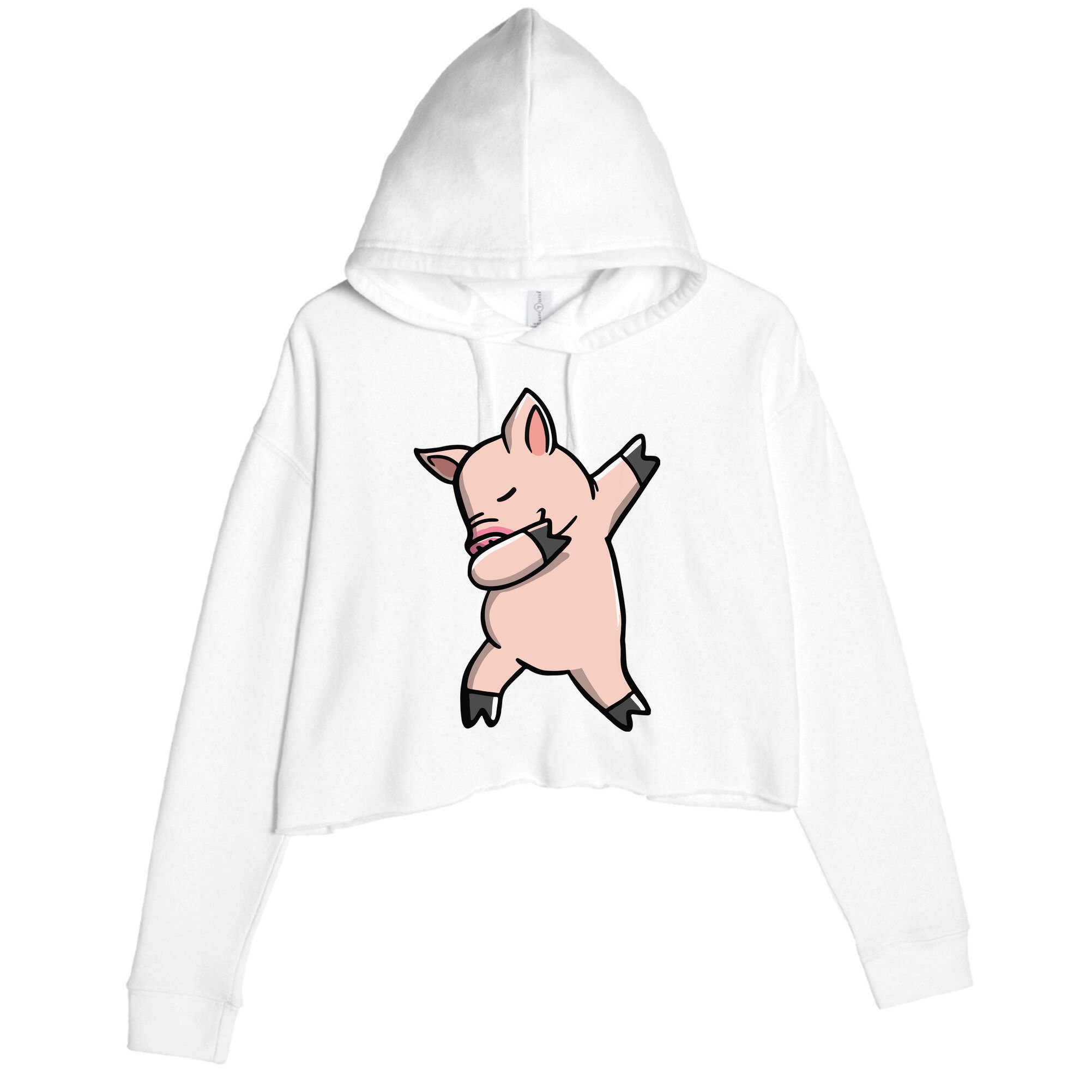 Dabbing Piggy Piglet Costume Crop Fleece Hoodie