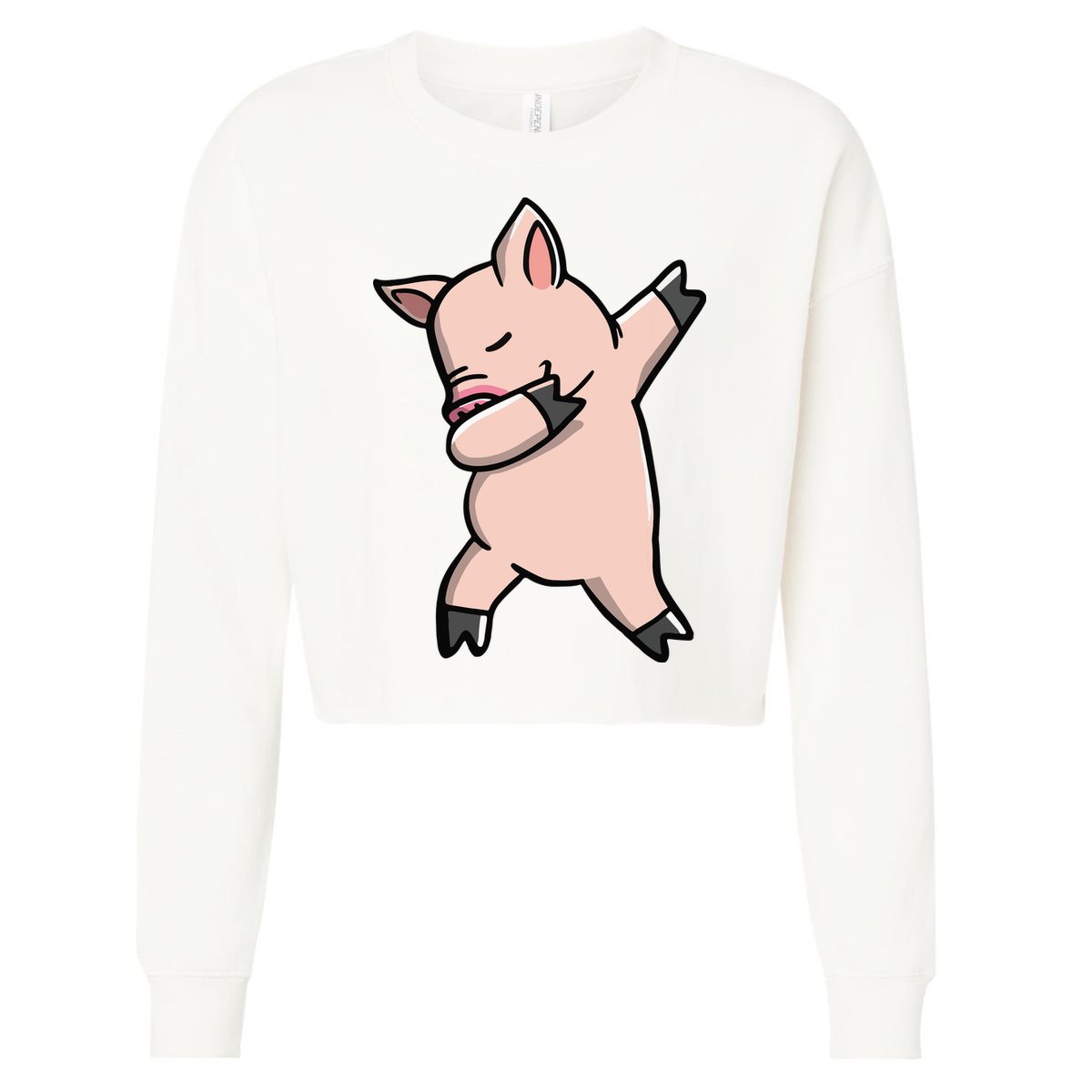 Dabbing Piggy Piglet Costume Cropped Pullover Crew