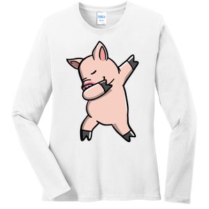 Dabbing Piggy Piglet Costume Ladies Long Sleeve Shirt