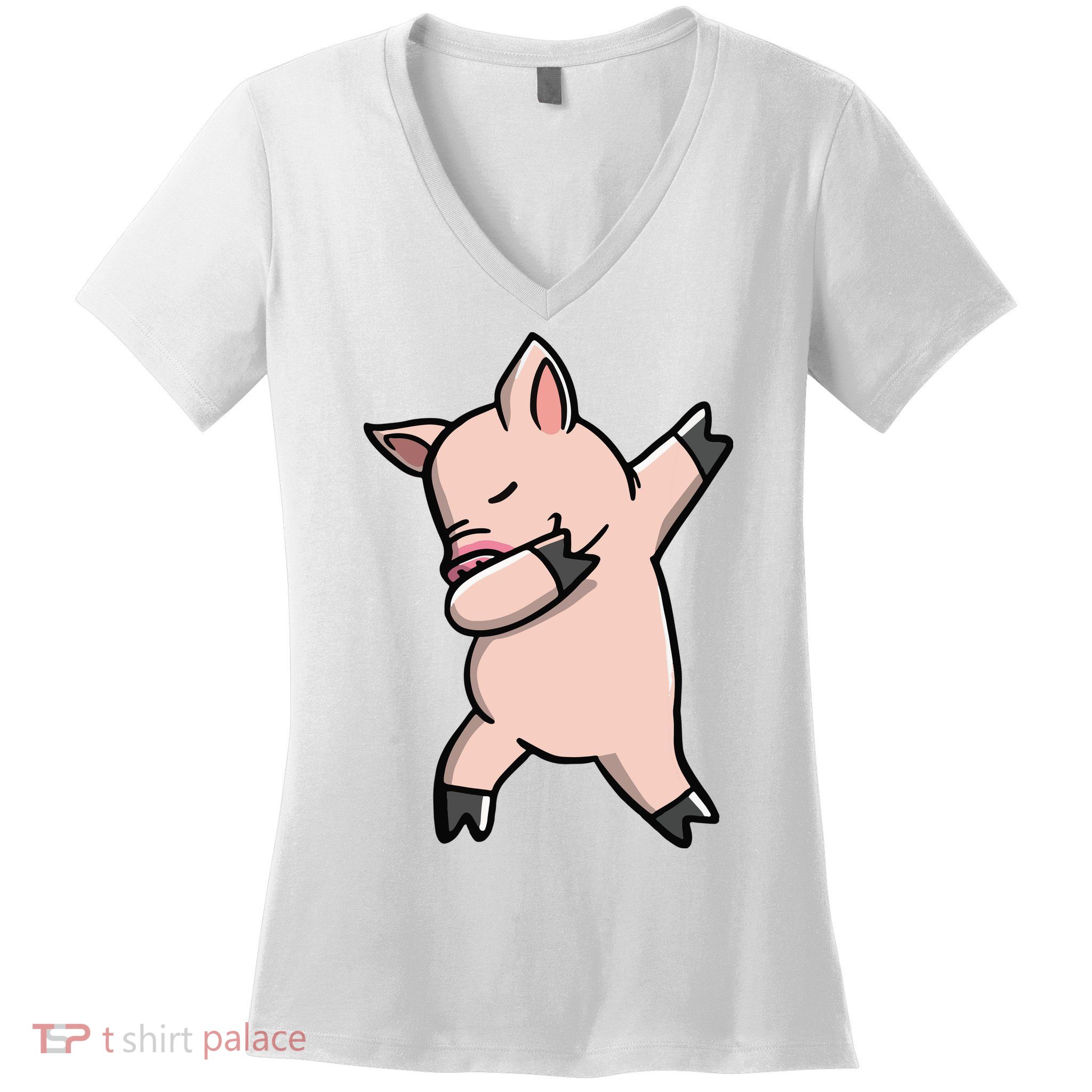 Dabbing Piggy Piglet Costume Women's V-Neck T-Shirt