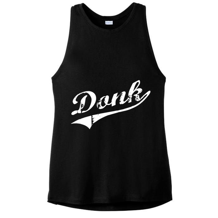 Donk Poker Player Retro Distressed Style Ladies PosiCharge Tri-Blend Wicking Tank