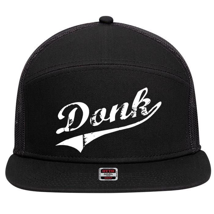 Donk Poker Player Retro Distressed Style 7 Panel Mesh Trucker Snapback Hat