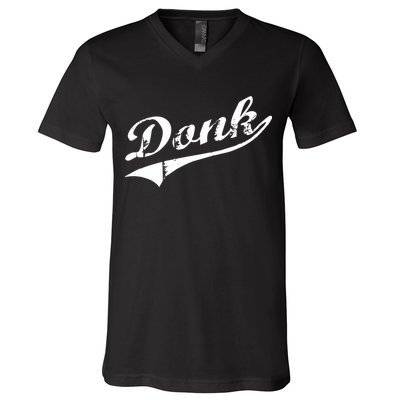 Donk Poker Player Retro Distressed Style V-Neck T-Shirt