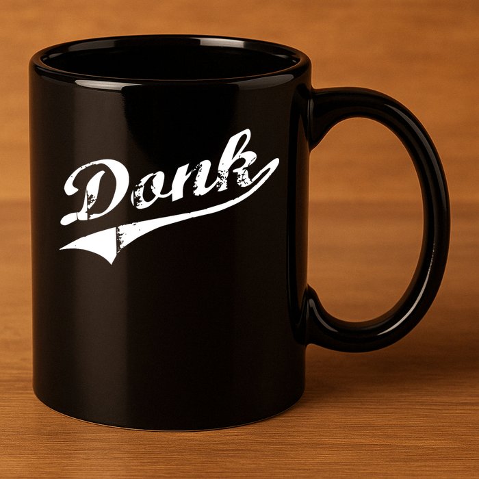 Donk Poker Player Retro Distressed Style 11oz C Handle Ceramic Mug