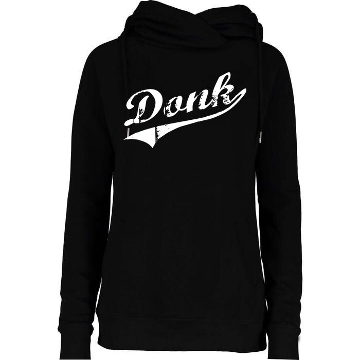 Donk Poker Player Retro Distressed Style Womens Funnel Neck Pullover Hood