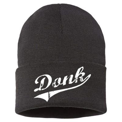 Donk Poker Player Retro Distressed Style Sustainable Knit Beanie