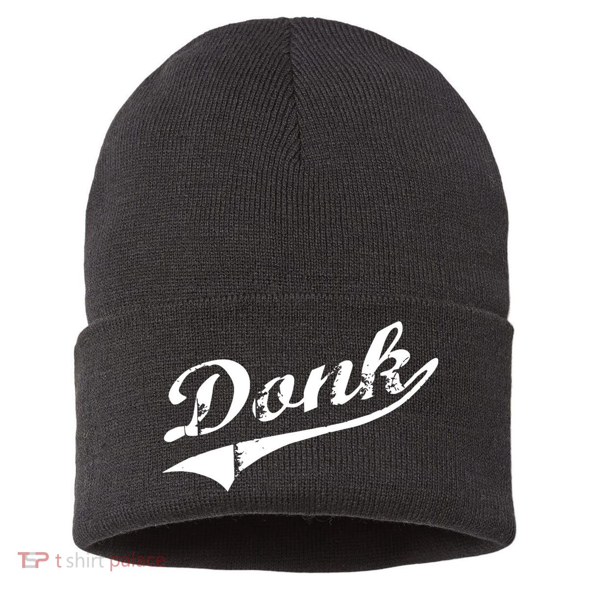 Donk Poker Player Retro Distressed Style Sustainable Knit Beanie