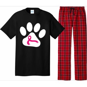 Dog Paw Print Breast Cancer Awareness Pink Ribbon Warrior Gift Pajama Set