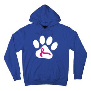 Dog Paw Print Breast Cancer Awareness Pink Ribbon Warrior Gift Hoodie