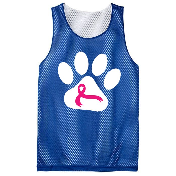 Dog Paw Print Breast Cancer Awareness Pink Ribbon Warrior Gift Mesh Reversible Basketball Jersey Tank